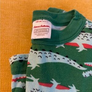 Hanna Andersson Green Alligator Pajama Set